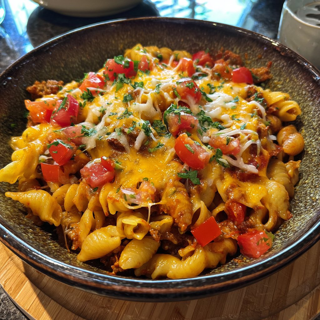 Cheesy Taco Pasta Delight