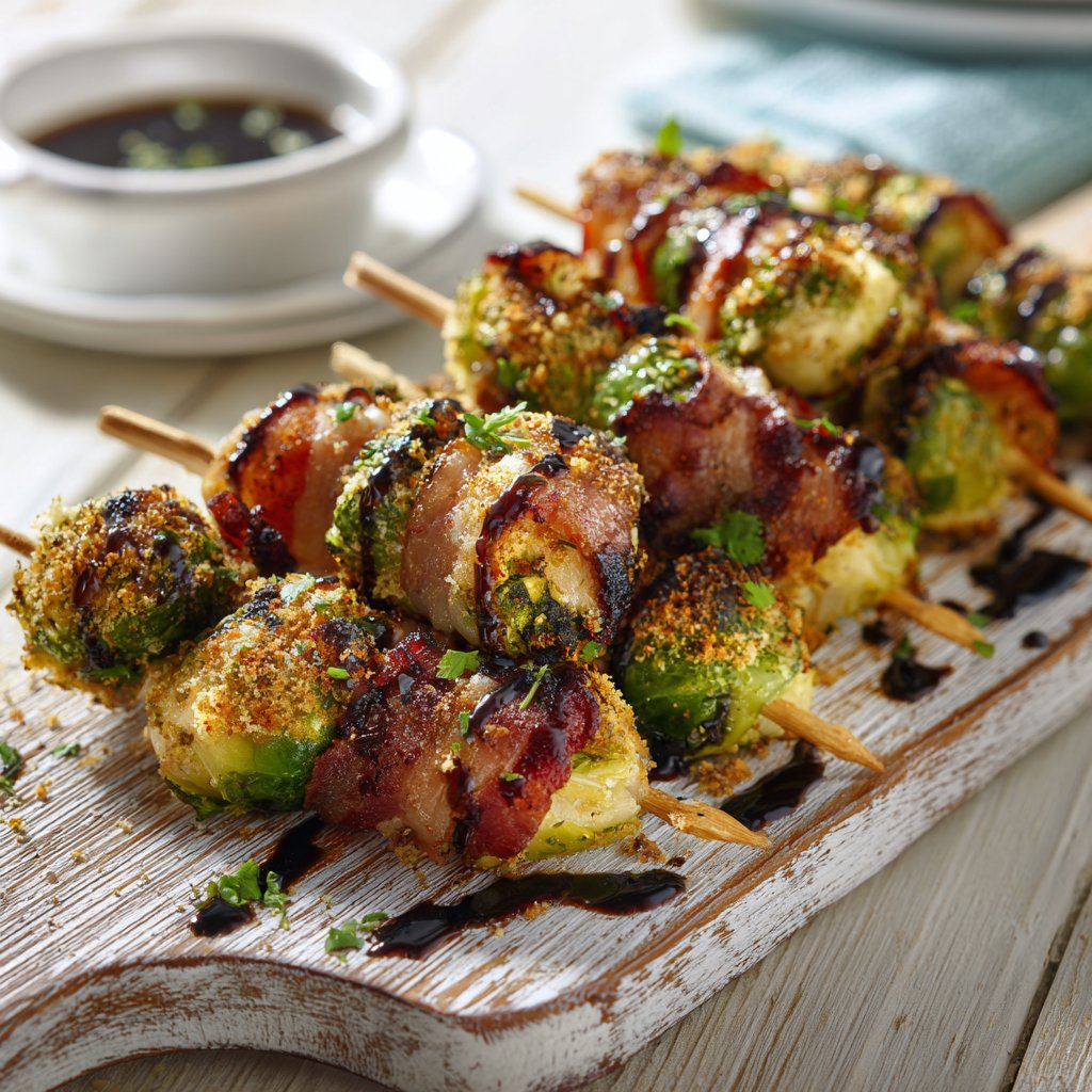 Savory Brussels Sprouts and Bacon Skewers