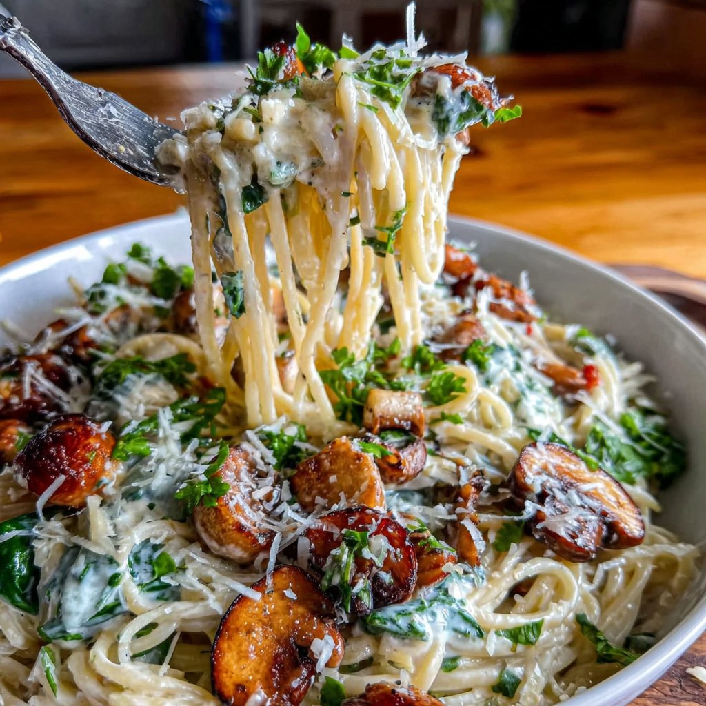 Creamy Spinach Mushroom Pasta